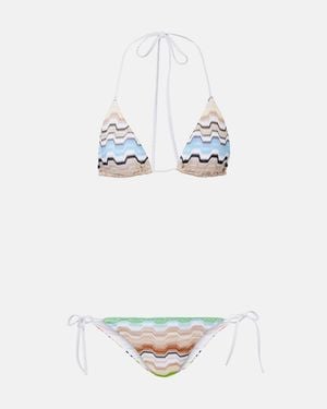 Missoni Bikini Zigzag Aus Haekelstrick - Weiß