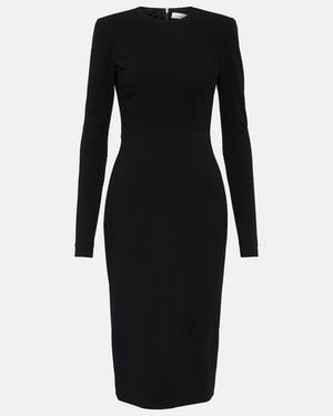 Victoria Beckham Wool Crepe Midi Dress - Black