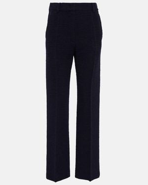 Valentino Wool-Blend Tweed Straight Pants - Blue