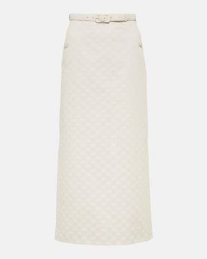 Gucci Gg Gabardine Midi Skirt - White