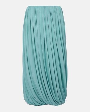 Alaïa Gathered Jersey Midi Skirt - Blue