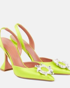 AMINA MUADDI Begum 95 Satin Slingback Court Shoes - Yellow