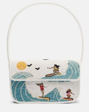 STAUD Tommy Beaded Sequined Shoulder Bag - Blue