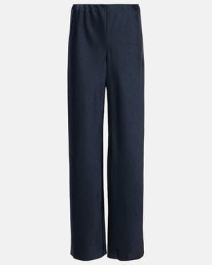 Vince Fluid Satin Straight Trousers - Blue