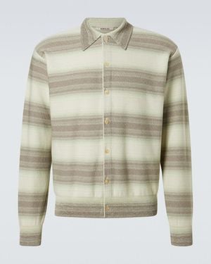 AURALEE Cardigan De Algodon Y Seda A Rayas - Gris