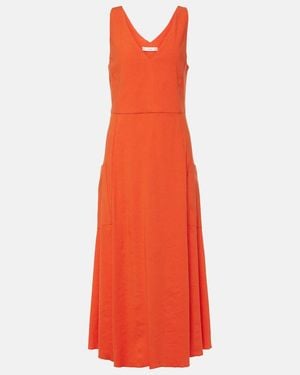 Vince Linen-Blend Midi Dress - Red