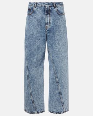 Alaïa Twisted Low-Rise Wide-Leg Jeans - Blue