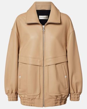 Nour Hammour Beck Leather Bomber Jacket - Natural