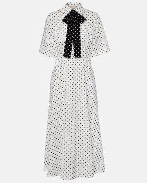 Valentino Polka-Dot Cotton Poplin Midi Dress - White