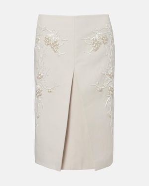 JACQUES WEI Falda Midi En Mezcla De Algodon De Tiro Bajo - Blanco