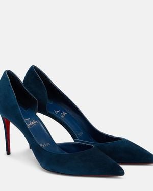 Christian Louboutin Iriza 85 Suede D'Orsay Court Shoes - Blue