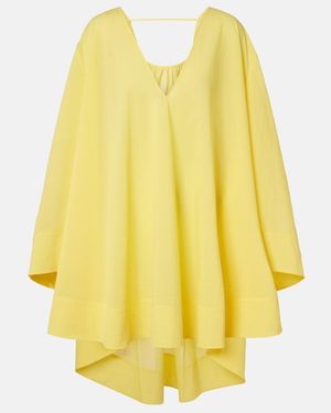 Jacquemus Paysan Oversized Cotton-Blend Mini Dress - Yellow