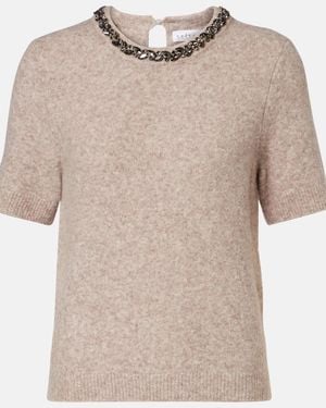 Velvet Briana Embellished Wool-Blend Top - Natural