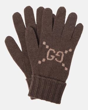 Gucci Gg Cashmere Jacquard Gloves - Brown