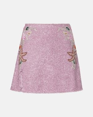 Clio Peppiatt Marina Embellished Miniskirt - Pink