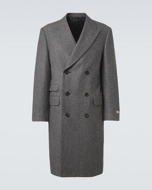 Canali Double-Breasted Wool And Silk Coat - Grey