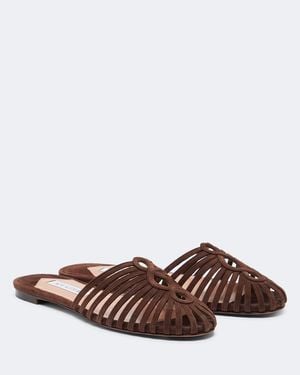 Aquazzura Slippers Sweet Surrender Aus Veloursleder - Braun