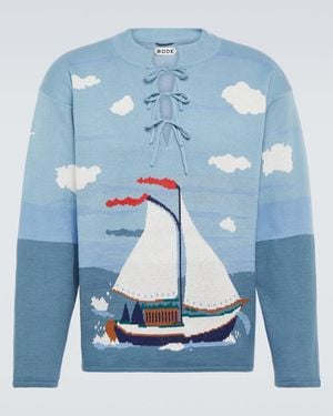 Bode Pullover Pinafore Aus Baumwoll-Jacquard - Blau