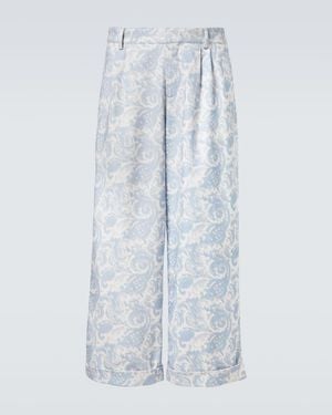 Commas Weite Hose Aus Einem Baumwollgemisch - Blau