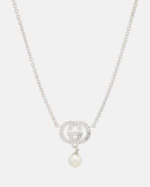 Gucci Halskette Interlocking G Mit Kristallen - Mettallic