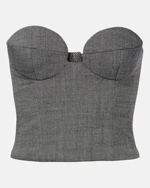 Magda Butrym Herringbone Wool-Blend Bustier Top - Grey