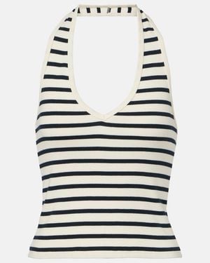 Nili Lotan Britt Striped Halterneck Cotton Top - Black