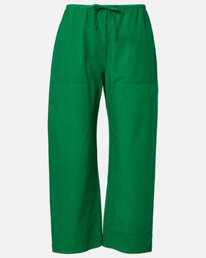 Leset Kyoto Cropped Cotton Wide-Leg Trousers - Green