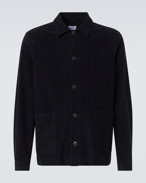 Sunspel Cotton Moleskin Overshirt - Blue