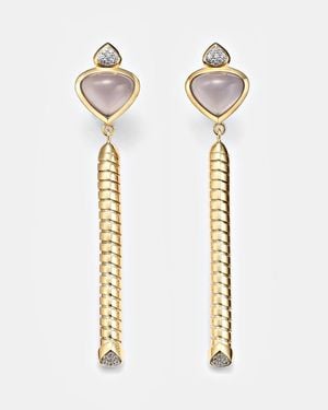 Marina B Pendientes Trisolina De Oro De 18 Ct Con Calcedonia Y Diamantes - Blanco