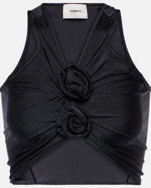 Coperni Floral Jersey Top - Black