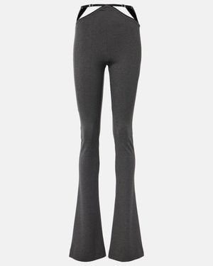 The Attico Cutout Jersey Flared Trousers - Blue