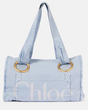 Chloé Plage Logo Tote Bag - Blue