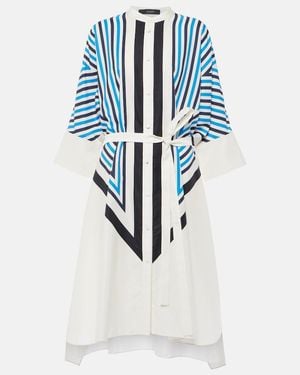 JOSEPH Dania Printed Silk And Cotton Shirt Dress - Blue