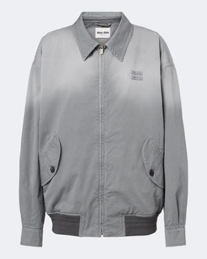 Miu Miu Cotton Twill Blouson Jacket - Gray