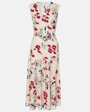 Ulla Johnson Vestido Midi Elowen De Seda Floral - Rosa