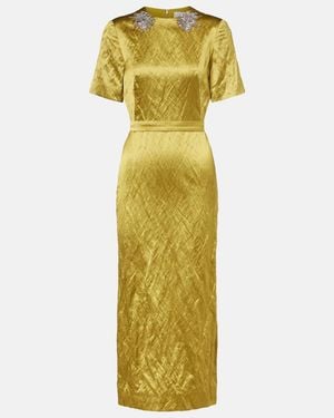 Erdem Embellished Satin Midi Dress - Metallic