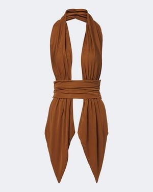 Christopher Esber Scarf Halterneck Jersey Top - Brown