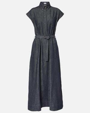 Brunello Cucinelli Denim Chemisier Long Dress - Blue