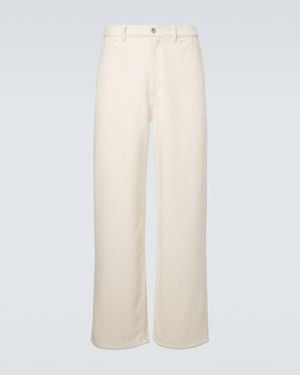 AURALEE Silk Denim Wide-Leg Trousers - White