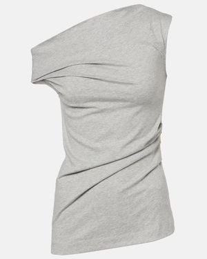 Dries Van Noten Draped Cotton Jersey Top - Grey