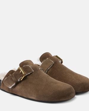 Isabel Marant Mirvin Shearling-Lined Suede Clogs - Brown