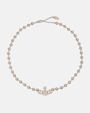 Vivienne Westwood Choker Thames Mini Mit Kristallen - Mettallic