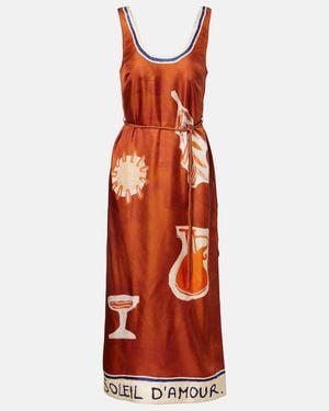 ALÉMAIS X Lrnce Soleil D'Amour Silk Midi Dress - Red
