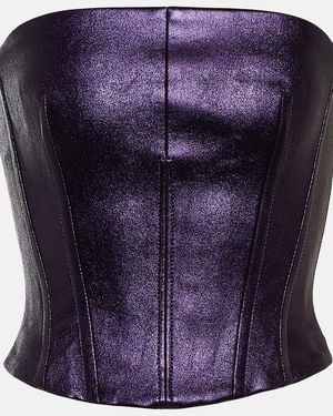 Stouls Rosalia Metallic Leather Bustier - Blue
