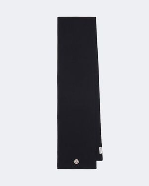 Moncler Logo Virgin Wool Scarf - Black