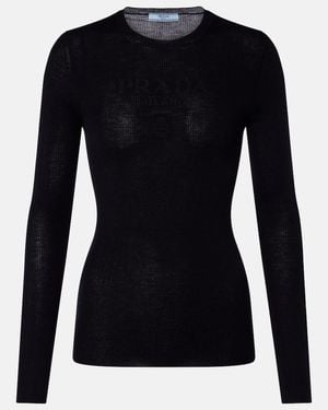 Prada Wool And Silk-Blend Jumper - Black