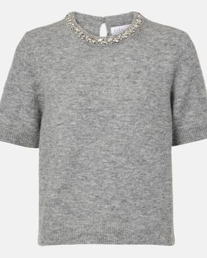 Velvet Layton Embellished Alpaca And Wool-Blend Top - Grey