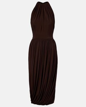 Alaïa Gathered Pleated Halterneck Midi Dress - Purple
