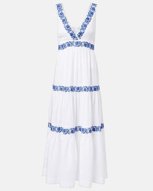 Heidi Klein Cannes Embroidered Cotton Maxi Dress - White