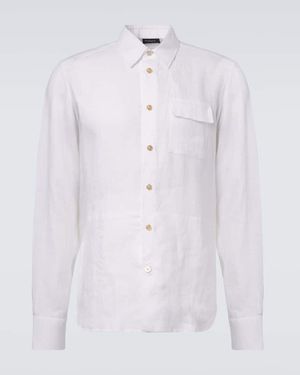 Kiton Hemd Aus Leinen - Blau